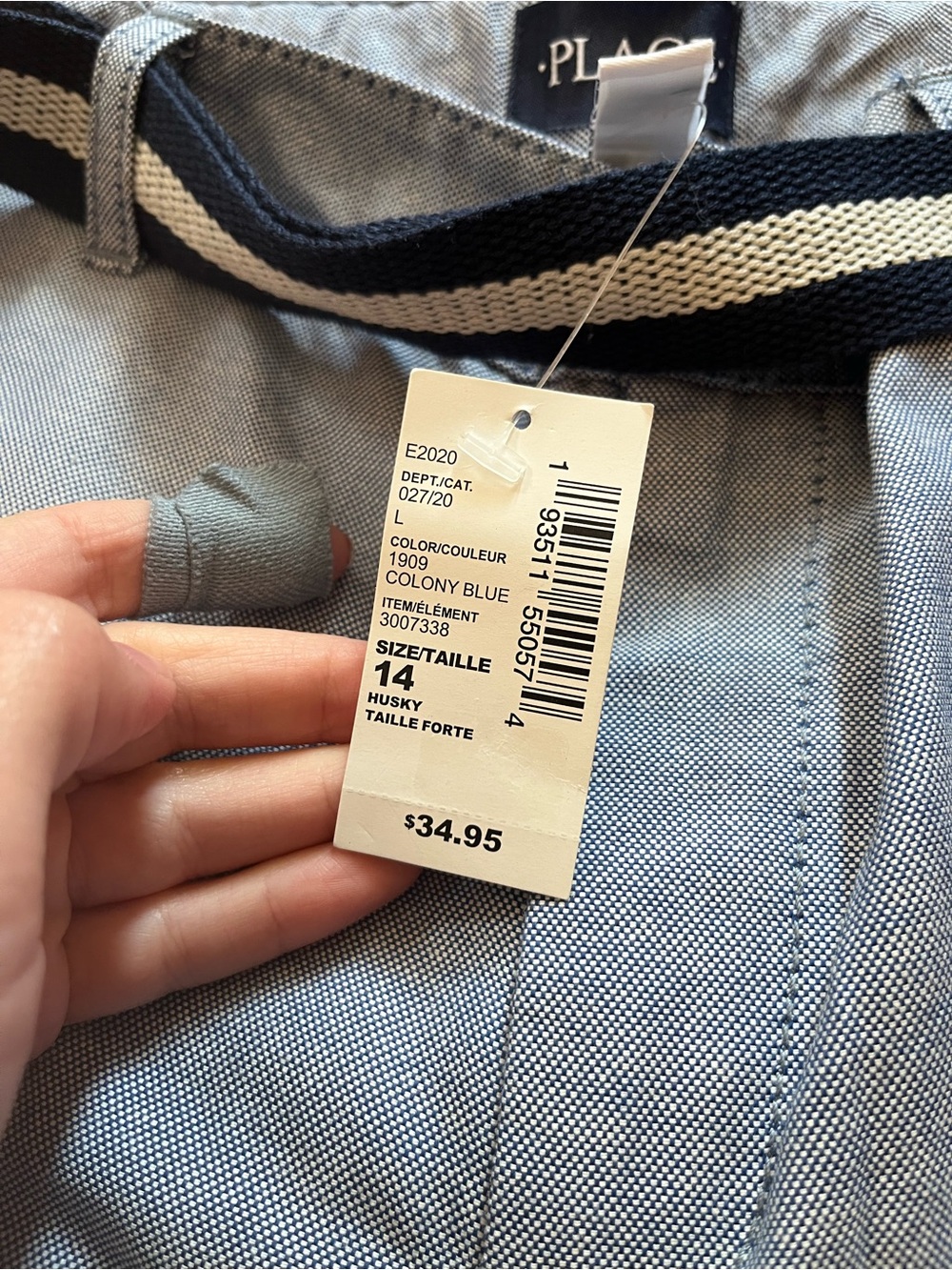 NWT The Children's Place Boys' Cotton Twill Belted Pants sz 14 - Picture 3 of 3